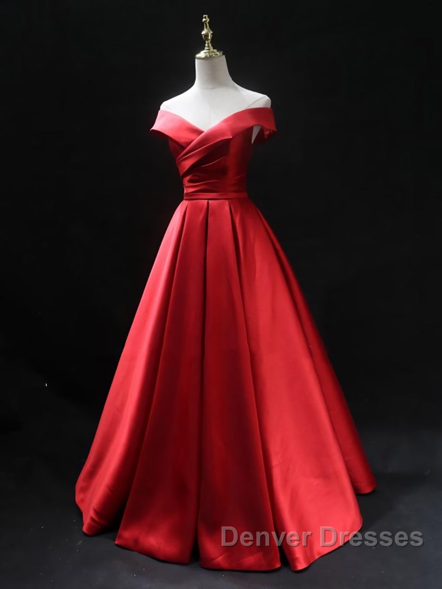 Off the Shoulder Red Long Prom Dress, Red Off Shoulder Long Formal Evening Dress Secondary image