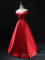 Off the Shoulder Red Long Prom Dress, Red Off Shoulder Long Formal Evening Dress