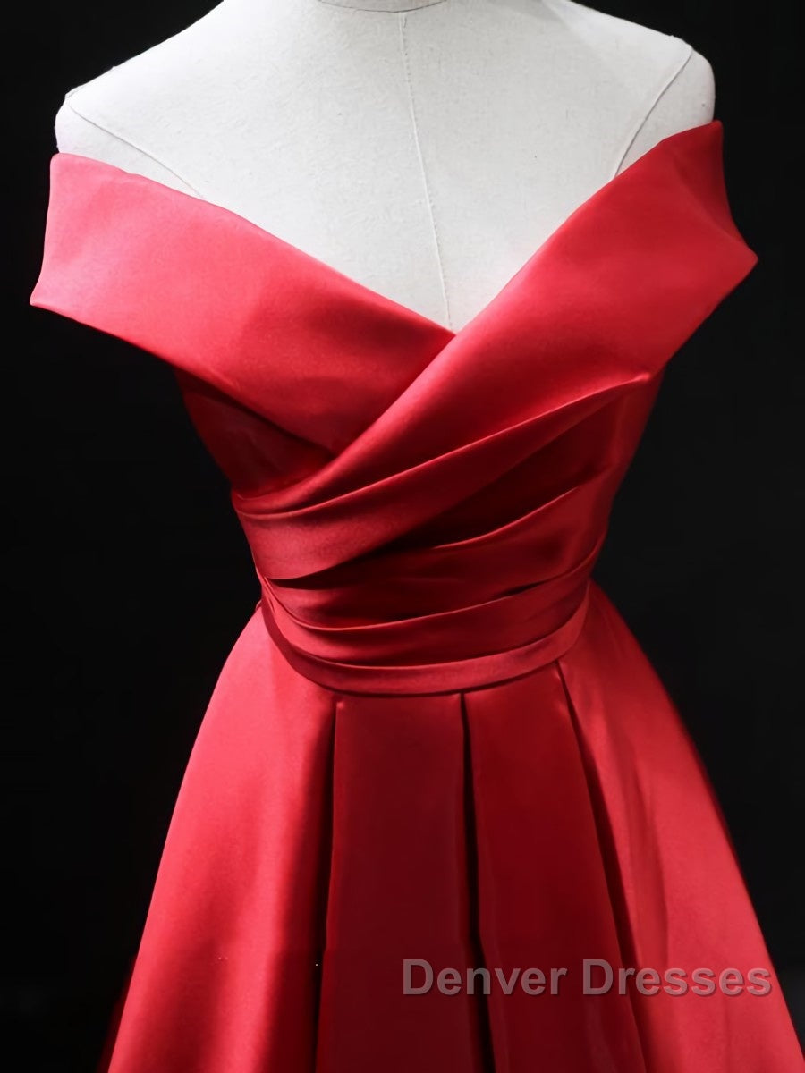 Off the Shoulder Red Long Prom Dress, Red Off Shoulder Long Formal Evening Dress