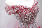 Off the Shoulder Red Long Prom Gown, Off the Shoulder Red Beaded Formal Evening Dress