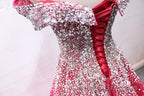 Off the Shoulder Red Long Prom Gown, Off the Shoulder Red Beaded Formal Evening Dress