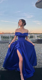 Off The Shoulder Royal Blue Prom Dress