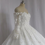 Off The Shoulder Royal Train Lace Wedding Dress Ball Gowns