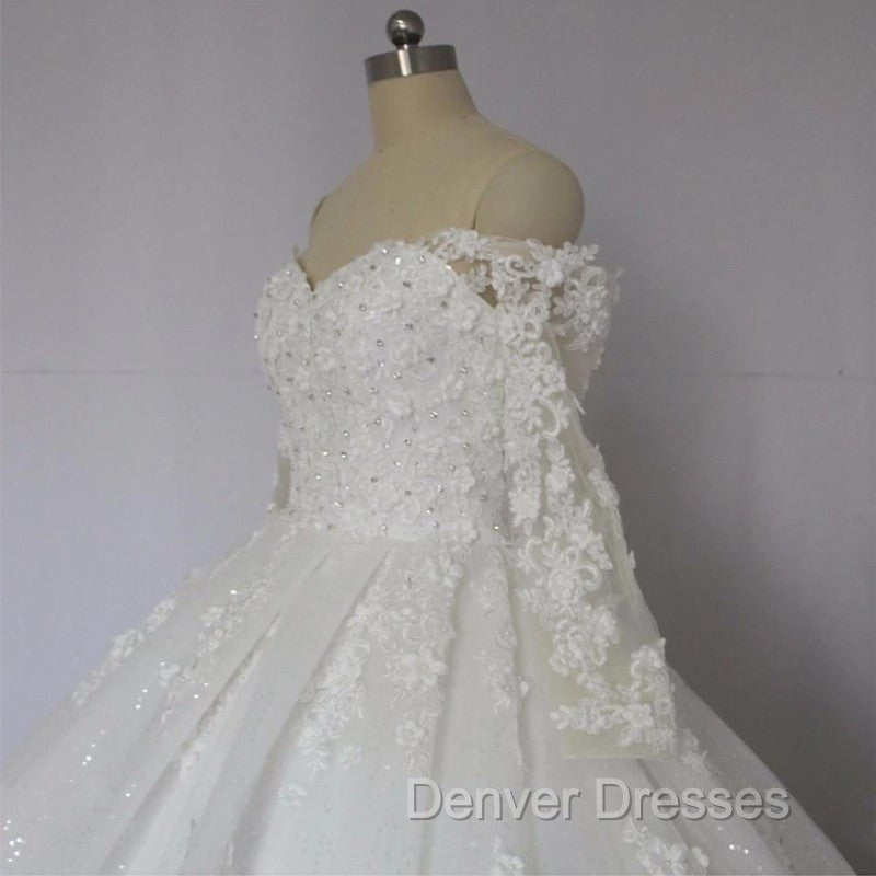 Off The Shoulder Royal Train Lace Wedding Dress Ball Gowns