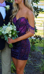 Off The Shoulder Sequined Bodycon Homecoming Dress
