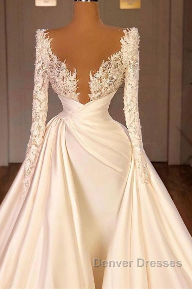 Off the Shoulder Sequined Fur Satin Wedding Party Gown Sleeveless/Long Sleevess styles Secondary image