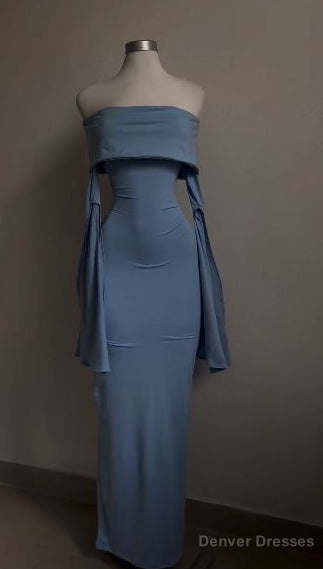 Off The Shoulder Sheath Birthday Dress Long Sleeves Prom Dress