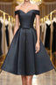 Off the Shoulder Short Black Prom Dress, Off Shoulder Short Black Formal Graduation Dress