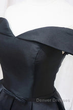 Off the Shoulder Short Black Prom Dress, Off Shoulder Short Black Formal Graduation Dress