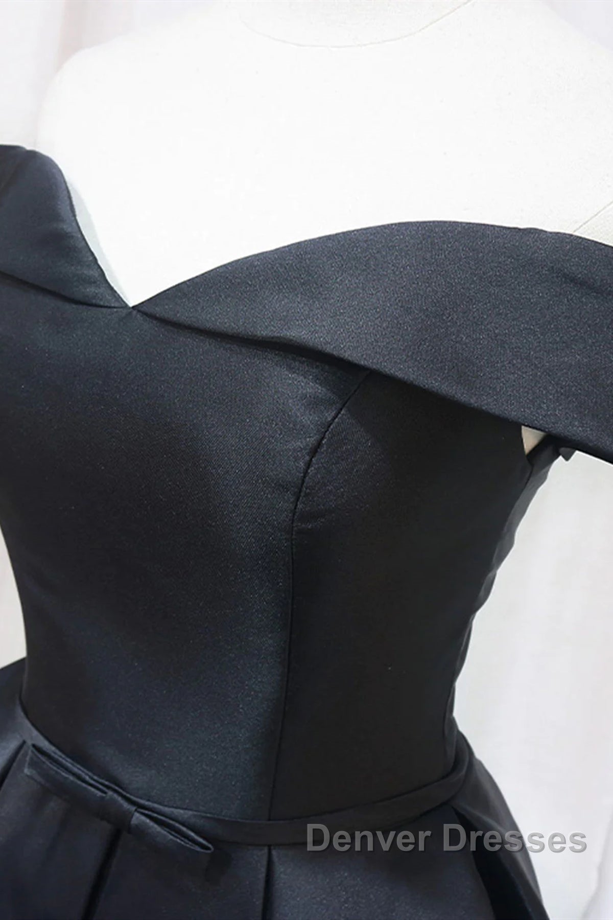 Off the Shoulder Short Black Prom Dress, Off Shoulder Short Black Formal Graduation Dress