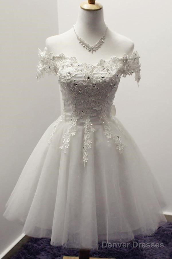 Off-The-Shoulder Short Ivory Tulle Homecoming Dress With Appliques Main image