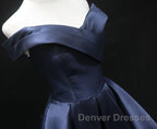 Off the Shoulder Short Navy Blue Prom Dress, Short Navy Blue Formal Homecoming Graduation Dress