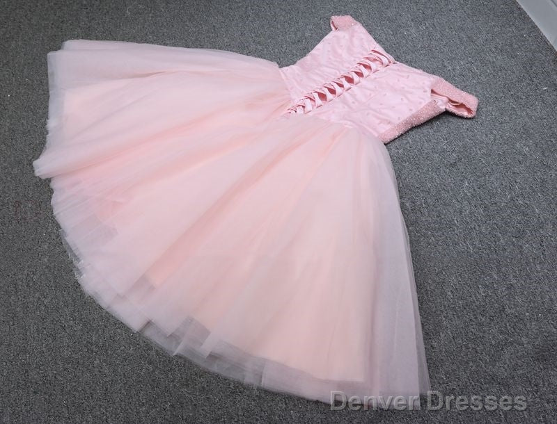 Off The Shoulder Short Pink Party Dress Homecoming Dress Secondary image