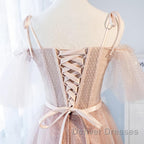 Off the Shoulder Short Pink Prom Dress with Corset Back, Short Pink Formal Graduation Bridesmaid Dress