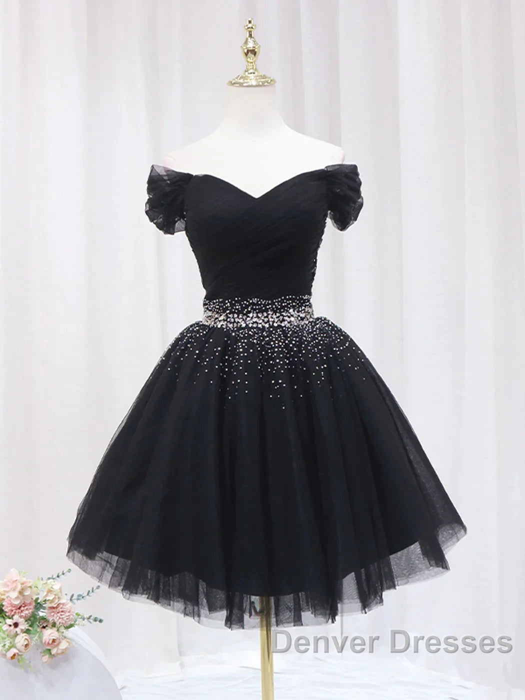 Off The Shoulder Tulle Red Short Prom Dress Lace Up