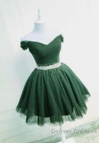 Off The Shoulder Tulle Red Short Prom Dress Lace Up