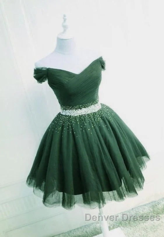 Off The Shoulder Tulle Red Short Prom Dress Lace Up
