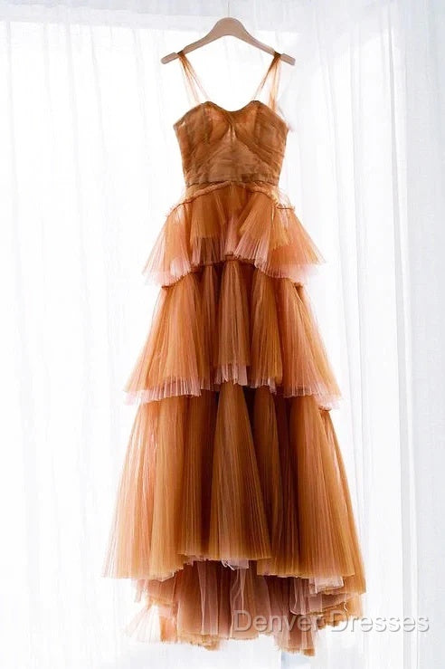 Off The Shoulder Tulle Tiered Long Prom Dress, A Line Evening Gown Secondary image