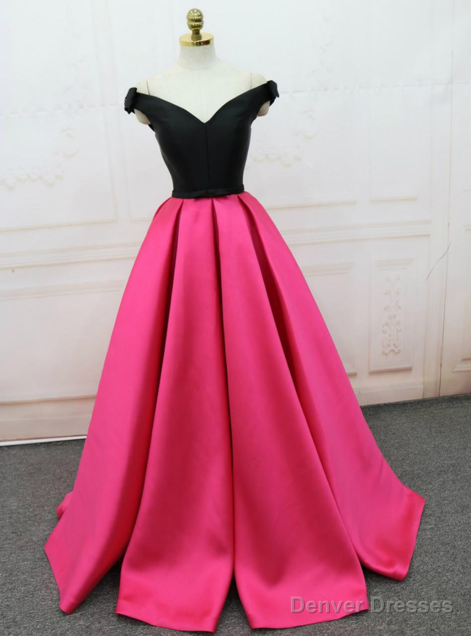 Off The Shoulder V-neck Backless Satin Prom Dress Main image