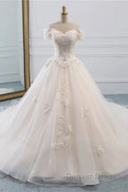 Off-The-Shoulder Wedding Gown With Lace Appliques
