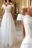 Off the Shoulder White Lace Long Prom Dress withe Beading, Off Shoulder White Lace Formal Dress, White Lace Evening Dress