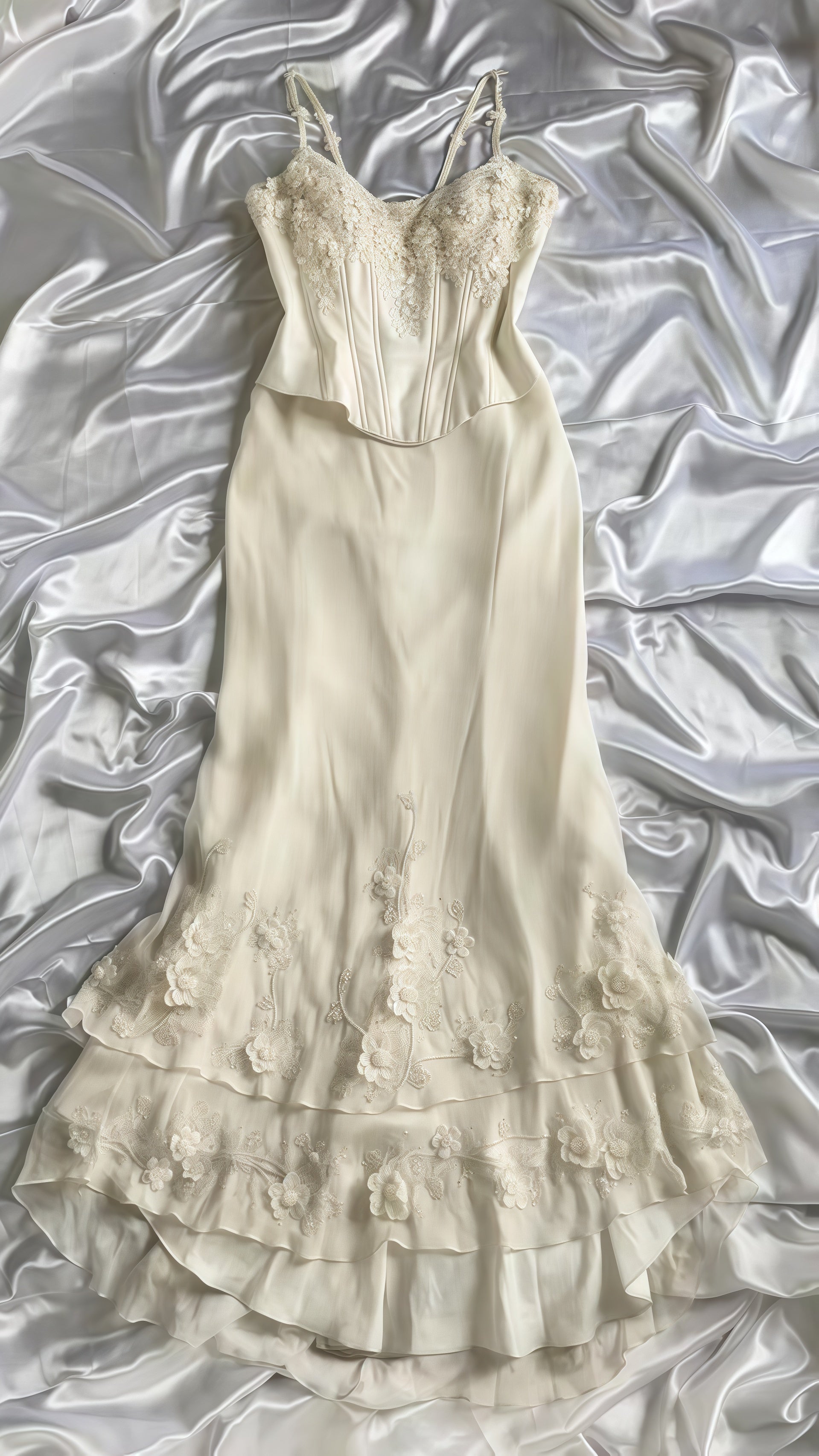 Off White Chiffon Appliques Party Dress, Two Pieces Mermaid Prom Dress