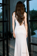 Off-White Irregular Suspender Dress Satin Birthday Party Dress Prom Dress
