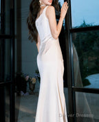 Off-White Irregular Suspender Dress Satin Birthday Party Dress Prom Dress