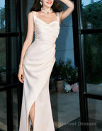 Off-White Irregular Suspender Dress Satin Birthday Party Dress Prom Dress