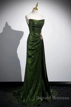 Olive Green Trumpet Mermaid Sequin Prom Dress