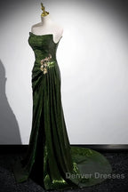 Olive Green Trumpet Mermaid Sequin Prom Dress
