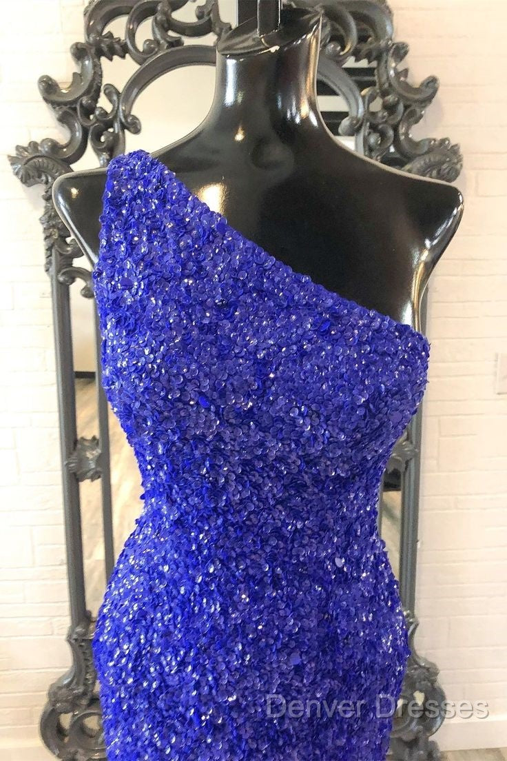 One Shouder Royal Blue Prom Dress Long Sequin Evening Dress Secondary image