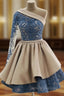 One Shoulder Ball Gown Ruffles Appliques Dress