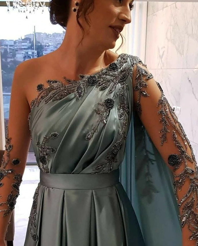 One Shoulder Beading Evening Dress Prom Party Dress