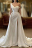 One Shoulder Charmeuse White Wedding Dress With Beadings Sleeveless Floor Length Elegant
