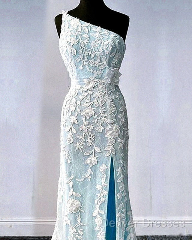 One Shoulder Mermaid Split Lace Prom Dress Secondary image