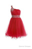 One Shoulder Short Prom Dresses Homecoming Dress With Beading