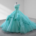 One-Shoulder Sleeveless Ball Gown Court Train Quinceanera Dress