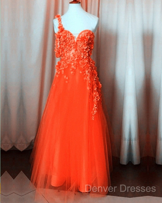 One Shoulder Tulle Prom Dress 3D Flowers Secondary image