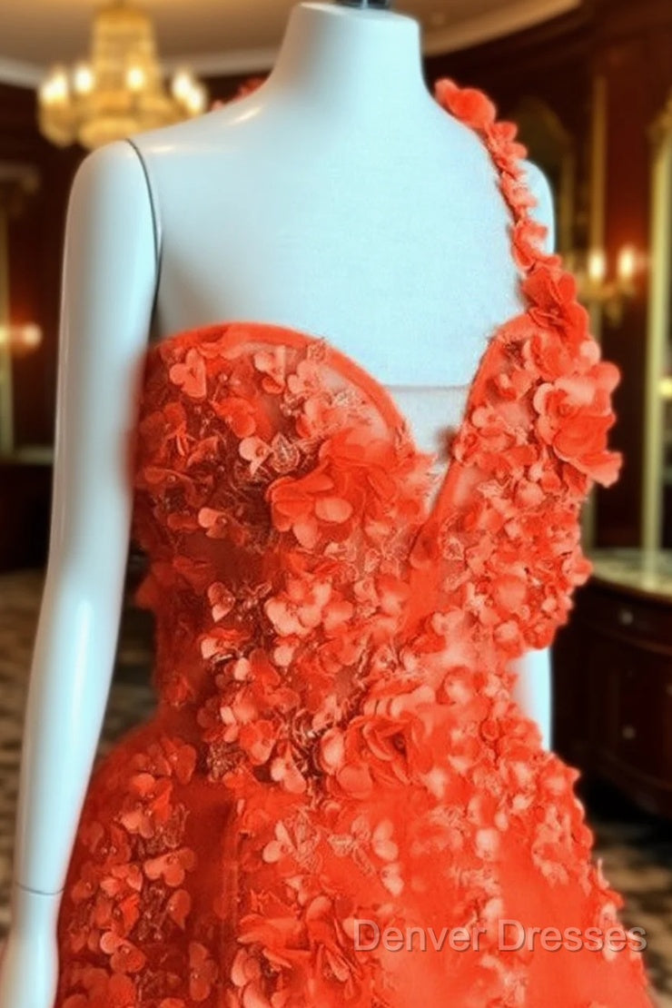 One Shoulder Tulle Prom Dress 3D Flowers Main image