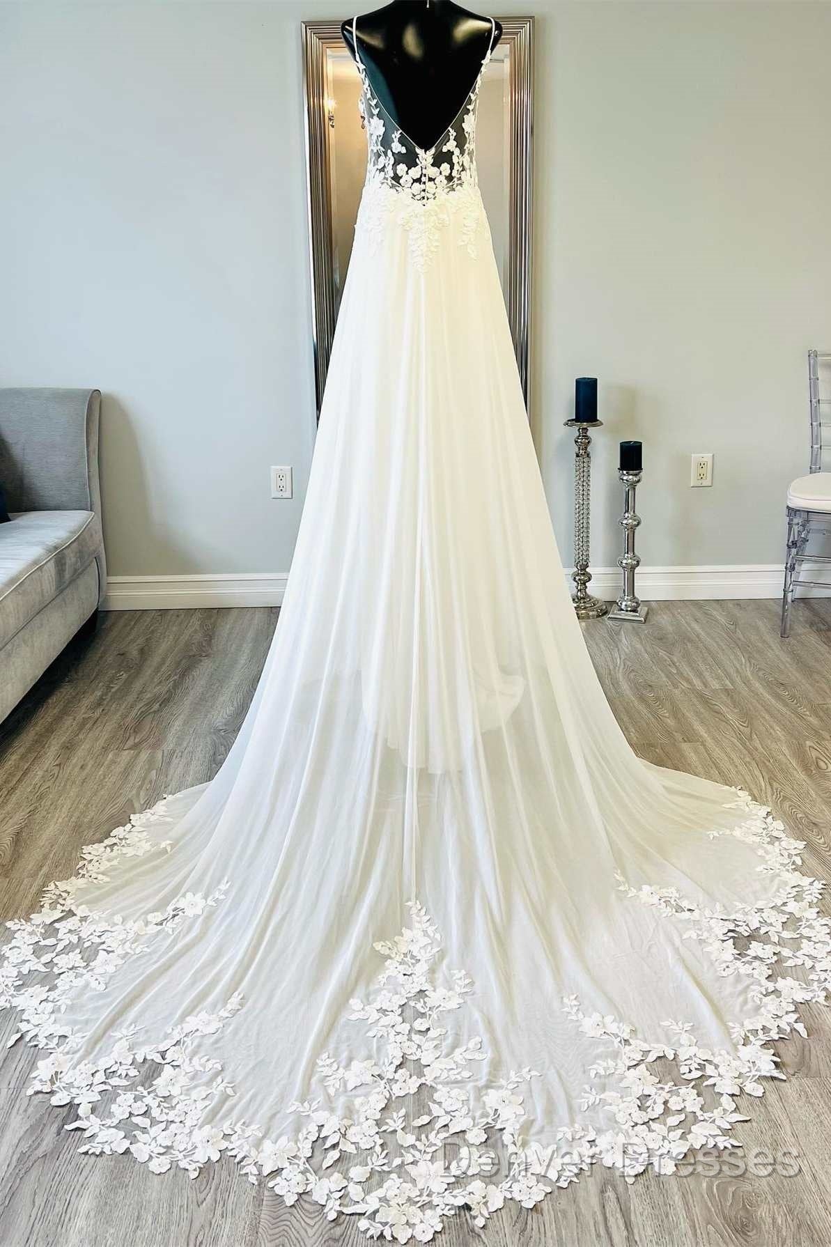 Open Back A-Line Chiffon/Lace Beach Wedding Dress Secondary image