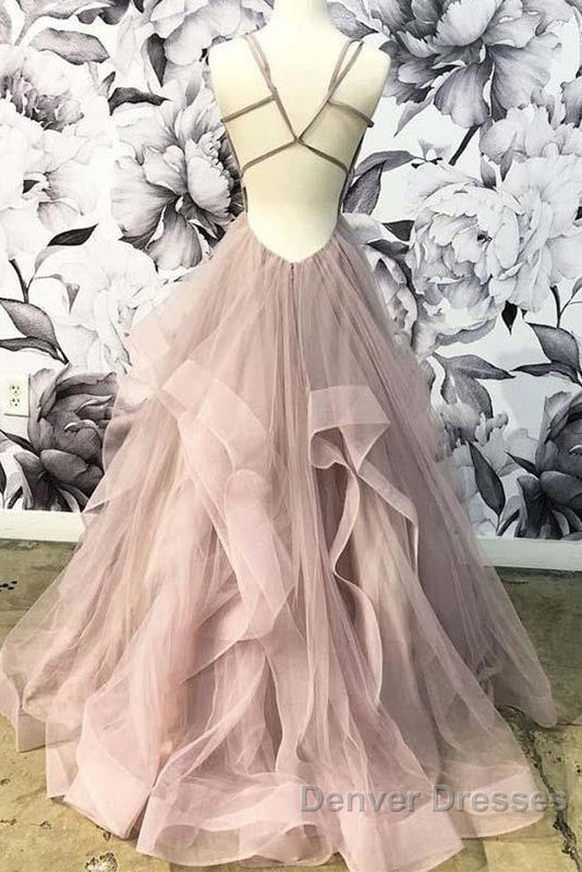 Open Back Dusty Pink Long Prom Dress Simple Evening Gowns, Secondary image