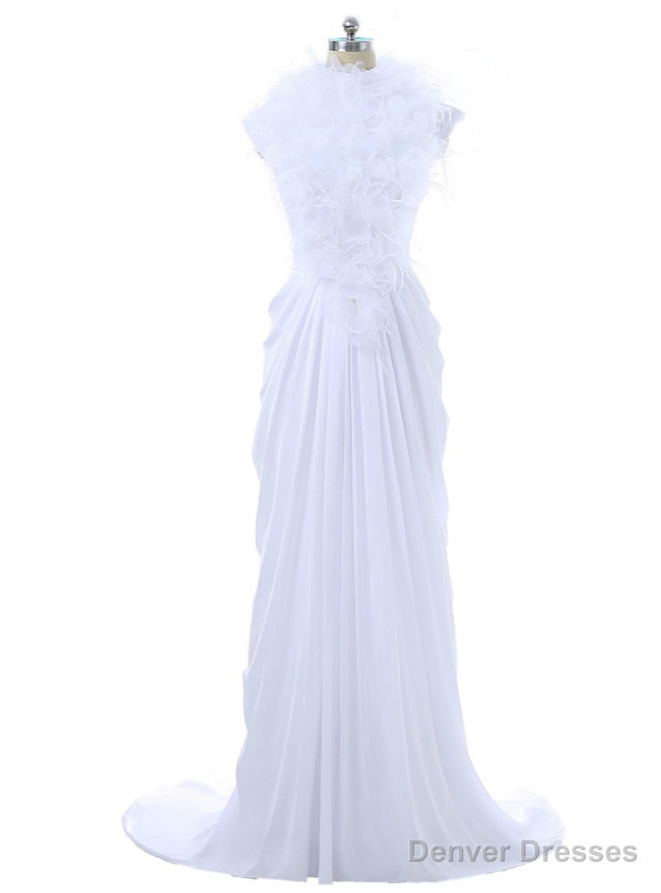 Open Back Formal Celebrity Dresses Mermaid Cap Sleeves Chiffon Lace Feather