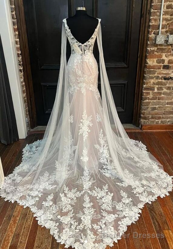 Open Back Mermaid Tulle/Lace Wedding Dresses