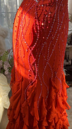 Orange Beautiful Charming Fashion Elegant Shiny Exquisite Beaded Long Chiffon Ball Gown Evening Gown Birthday Party Gown Prom Gown Graduation Gown