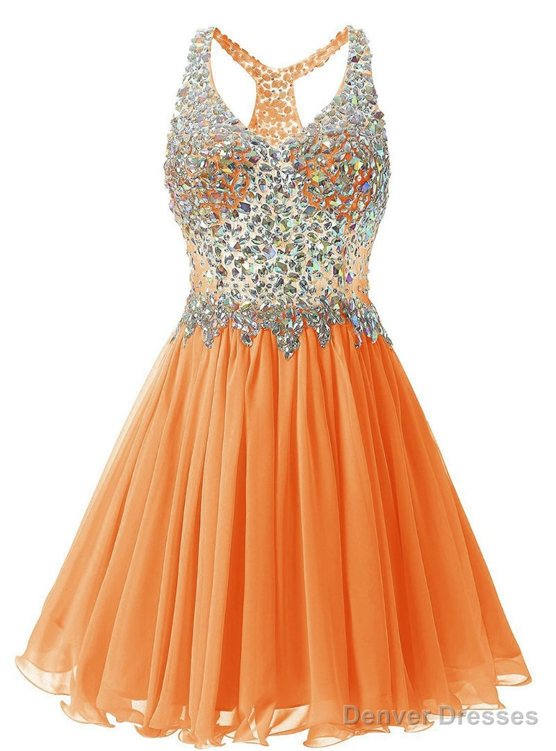 Orange Chiffon V-neck Homecoming Dress Main image
