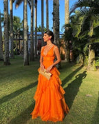 Orange Long Prom Dress, Evening Dress,Party Dress, Formal Dress