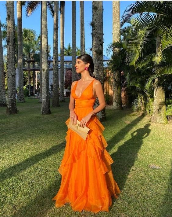 Orange Long Prom Dress, Evening Dress,Party Dress, Formal Dress