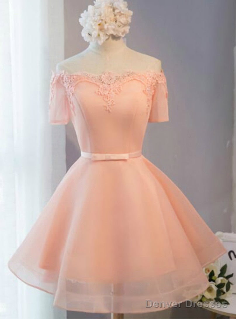 Orange Off the Shoulder Lace Homecoming Dress
