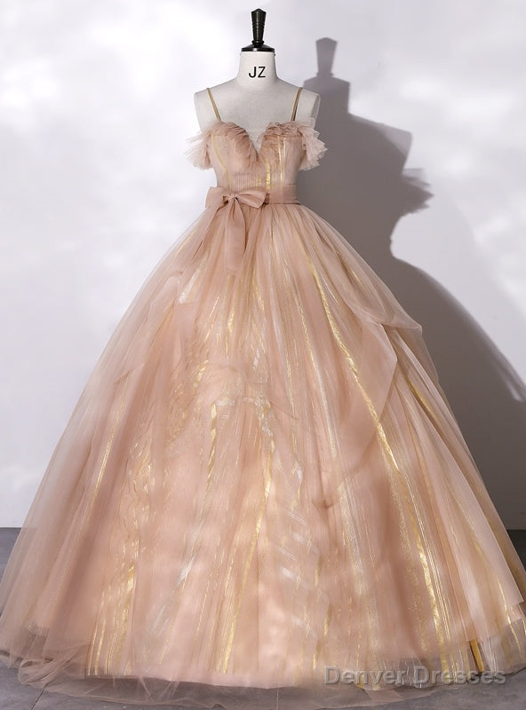 Orange Pink Tulle Spaghetti Straps Quinceanera Dress Main image